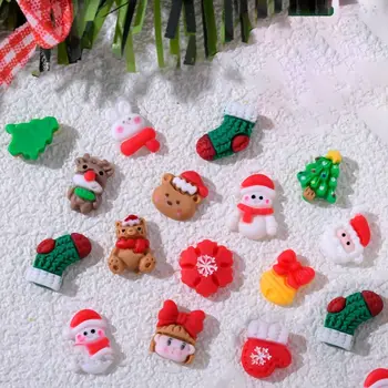 10шт Дядо Коледа Коледна декорация за нокти Коледно дърво, Плоски окачване за нокти Кристали Триизмерна смола