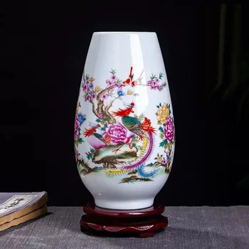 2 Снимка Комплект с възглавница Керамични Вази Цзиндэчжэнь Стари Традиционни китайски Вази Начало Декор на Вази с животни
