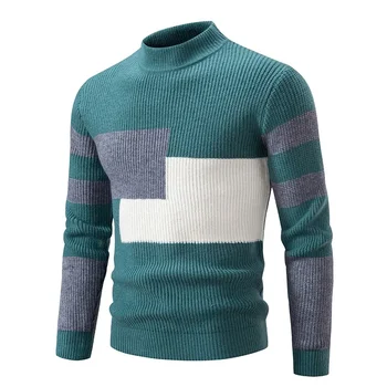 2023 Нов мъжки модерен Случайни вязаный вълнен пуловер, вязаный пуловер с кръгло деколте, Универсален мъжки топъл пуловер