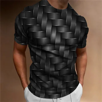 2023 Нова персонализирана мъжка тениска с прост геометричен чертеж и 3D-принтом, ежедневни облекла, Свободна риза голям размер