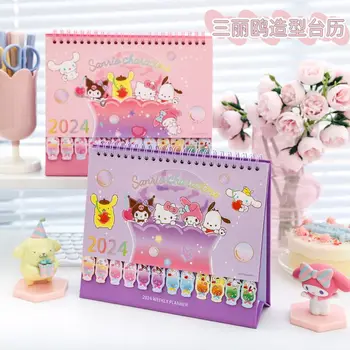 2024 Нов Календар Kawaii Sanrio Kuromi Hello Kitty My Melody Calendar Украса На Работния Плот Записная Книжка Детски Подарък За Рожден Ден
