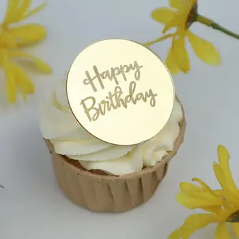 20pcs slr топперов за кифли Надежден за еднократна употреба Изискан акрилен диск за торта със собствените си ръце за украса за рожден Ден, годишнини