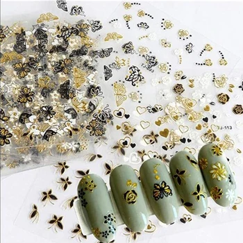 30 Листа Холографски бронзови стикери с пеперуди, 3D Самоклеящийся слайдер, златни стикери с животни модел за украса на женския маникюр*