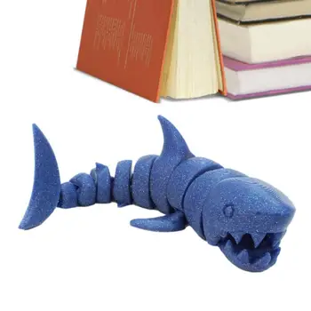 3D Акула Сензорни Играчки Акули Toy 3D Печатни Играчки Декор на Масата Средство За Облекчаване на Стреса Колекционерски Фигурки Модел Shark, С Подвижни Стави
