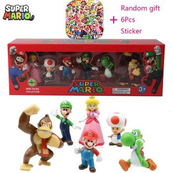 4-7 см Super Mario Bros PVC Фигурка Играчки Кукли Модел Луиджи Йоши Donkey Kong Гъба за деца подаръци за рожден ден