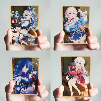 4 Модели Honkai Star Rail Girls Метални пощенски картички ACG Seele Clara March Подарък играчки със собствените си ръце Играта Аниме Колекционерски Картички