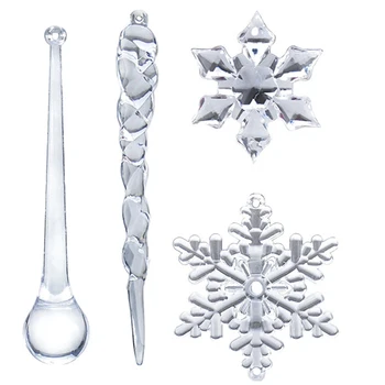 40ШТ. Коледна украса под формата на снежинки и ледени висулки, Коледни украси, Кристален Коледно дърво, прозрачни украса