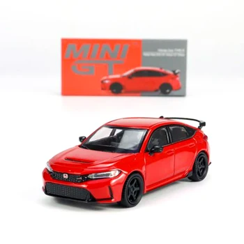 MINIGT 1/64 Honda Civic Type R Rallye Red 2023 W/ Advan GT Wheel MGT00546-CH Модели на автомобили от лят под налягане сплав, Детски играчки За момчета