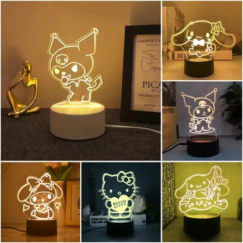 Sanrio Hello Kitty Kuromi Cinnamoroll нощна светлина, Светещ Детска Играчка Нощна лампа, Аниме Kawai, Мили Деца, Подаръци за деца