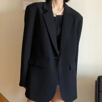 UNXX, черно яке-сако за жени -дизайн на малка партия, костюм в корейски стил, Свободен ден за ден оборудвана топ, пролетно-есенна дамски яке
