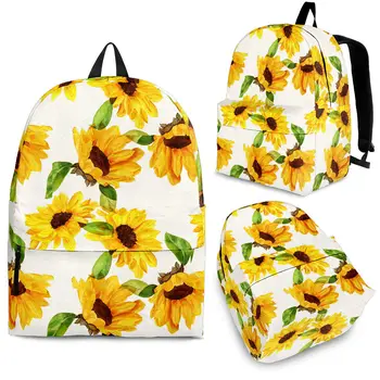 YIKELUO Pop Sunflower 3D печат Младежки случайни раница за пътуване на открито, студентски здрав брендовый раница с флорални принтом, чанта