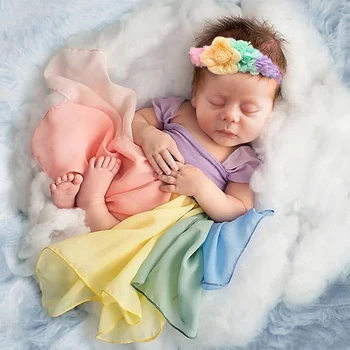 Ylsteed, дрехи за снимки на малки момичета с превръзка на главата, преливащи рокля за фотосесия, реквизит за снимки новородени