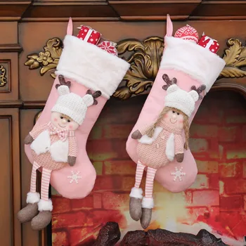 Аксесоари за партита със собствените си ръце Подарък пакет Дядо Коледа Чорапи Възли За момчета И момичета, Окачен Коледен отглеждане Cartoony Снежен човек Елен