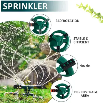 Градински разбрызгиватель, регулируем въртящ разбрызгиватель за тревата, въртящи се на 360 Градуса 3-рычажный разбрызгиватель, автоматичен разбрызгиватель вода