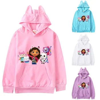 Детска hoody с качулка Gabby Dollhouses, есенни якета с дълги ръкави, ежедневни блузи с анимационни герои, hoody за момчета и момичета, Kawaii Kids Clothing