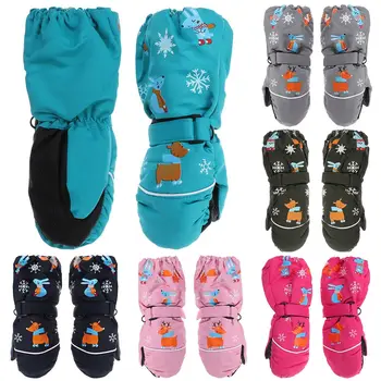 Детски зимни ръкавици със заек, водоустойчив ветроупорен ръкавици за сняг за малки момичета, дебели топли ски ръкавици за момчета 2-6 години