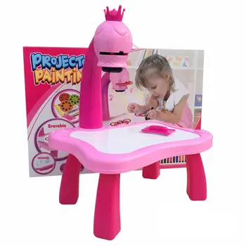 Детски модул за обучение маса с интелигентни проектор, детска маса за рисуване, играчки със светлина, детски образователен инструмент, маса за рисуване