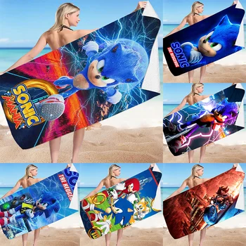 Игралното кърпи за баня Sonics на Таралеж от микрофибър, мека, подходящо за носене, плажна кърпа с изображение, аниме, спа-сауна, Зимен халат
