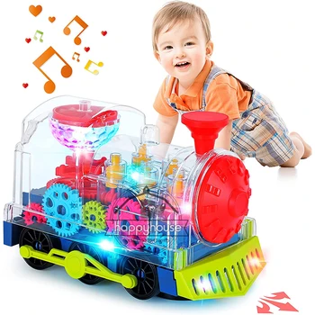 Играчка прозрачна машина за децата, д-светлина, звук, музика, електрическа трансфер, кола, влак, играчки за деца, образователни играчки за проследяването стъпки пълзи