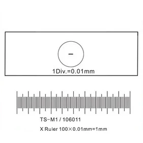 Калибровочный слайд TS-m1 X състав размер 1 мм/100 деления.x0.01 мм на оптични стъкла Шотта за калибриране микроскоп