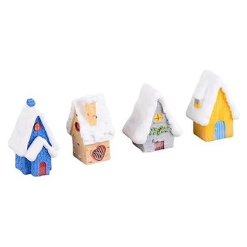 Коледни миниатюри, Фигурки, Мини-украса за коледа снежната къща, Коледни украси за куклена къща, Страхотна градински декорации, Трайни