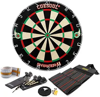 Комплект за игра на дартс CUESOUL Shooter-II TRI-Eyes официален размер с четина от сезал и 2 комплекта дартс с метални топчета, с дъски за игра на дартс или без тях.