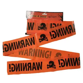 Комплект плакати с тиксо за предпазване от опасност на Хелоуин, защитна бариера с принтом на черепа, защитна бариера с предупредителен знак, водоустойчив на Хелоуин