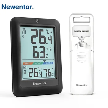 Метеорологичната станция Newentor Безжичен Вътрешен външен термометър-влагомер с выносным сензор, LCD дисплей, метеорологичната станция