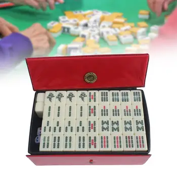 Мини комплект за игра на Маджонг, настолна игра, традиционна игра на плочки с пътен футляром за пътуване