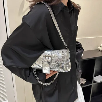 Модерна Дамска чанта през рамо, чанта под мишниците, Плиссированная Седельная чанта, Однотонная чанта-месинджър, чантата, чанти-скитници,