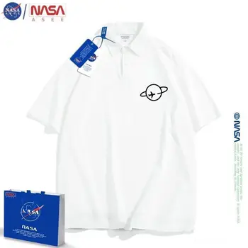 Мъжка лятна свободна памучен тениска с принтом на НАСА, летен топ с къс ръкав, летни дрехи