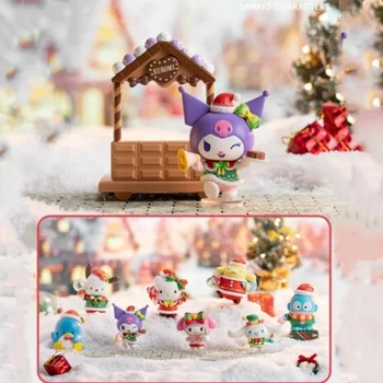 Серия Sanrio Christmas Market Blind Box Колекционерски фигурки Kuromi Mystery Box Украса на Сладки модели Играчки Креативен модерен подарък