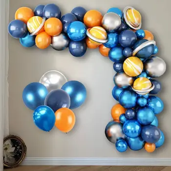 Син Кит Гирлянди от балони в космоса, Аксесоари за парти по случай рожден Ден, Жълто-Оранжеви балони за парти в космоса, Украса за парти За Момчета