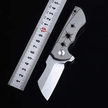 Титан сплав S35VN Висока твърдост Открит EDC Нож Преносим Мини Сгъваем Нож и Ключодържател Инструмент