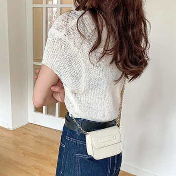 Универсална чанта-месинджър за жени, чанта през рамо с веригата, дамска чанта за през рамото от изкуствена кожа, малка квадратна чанта и портфейл