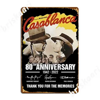 Филм за 80-летии Казабланка, 1942 2022, Подпис, Метални табели, плакати, стикери, монтиран на стената в кръчмата, Домашен Тенекиен знак, плакат